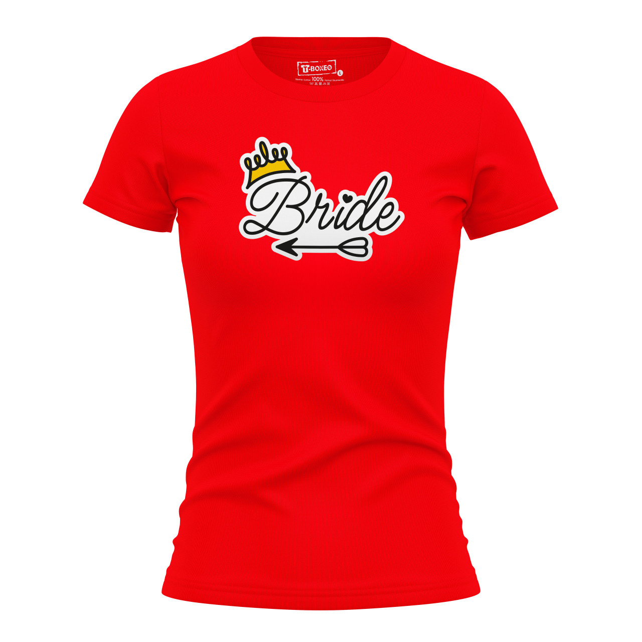 Dámské tričko s potiskem “Bride, s šípem a korunkou”