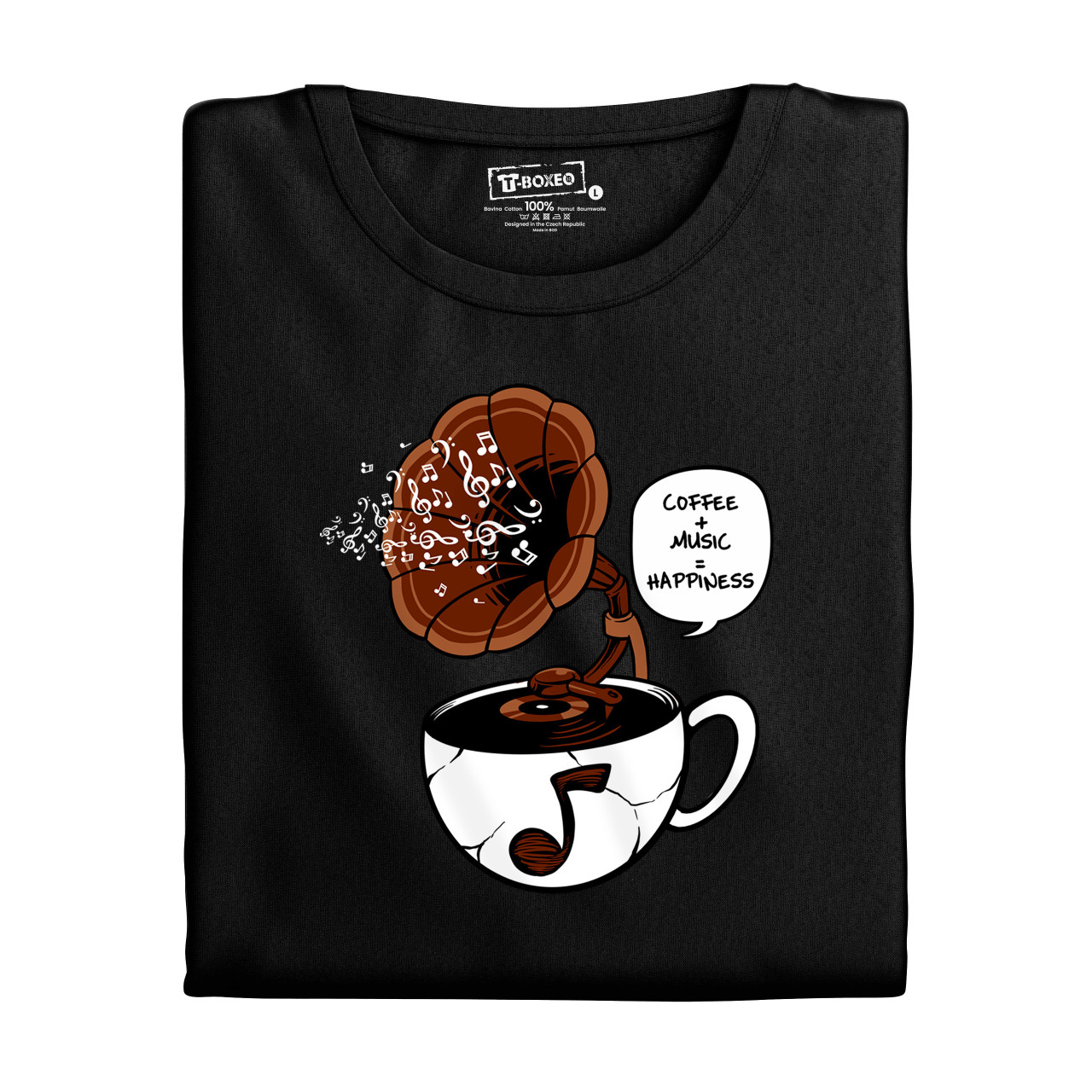 Dámské tričko s potiskem “Šálek – gramofon”