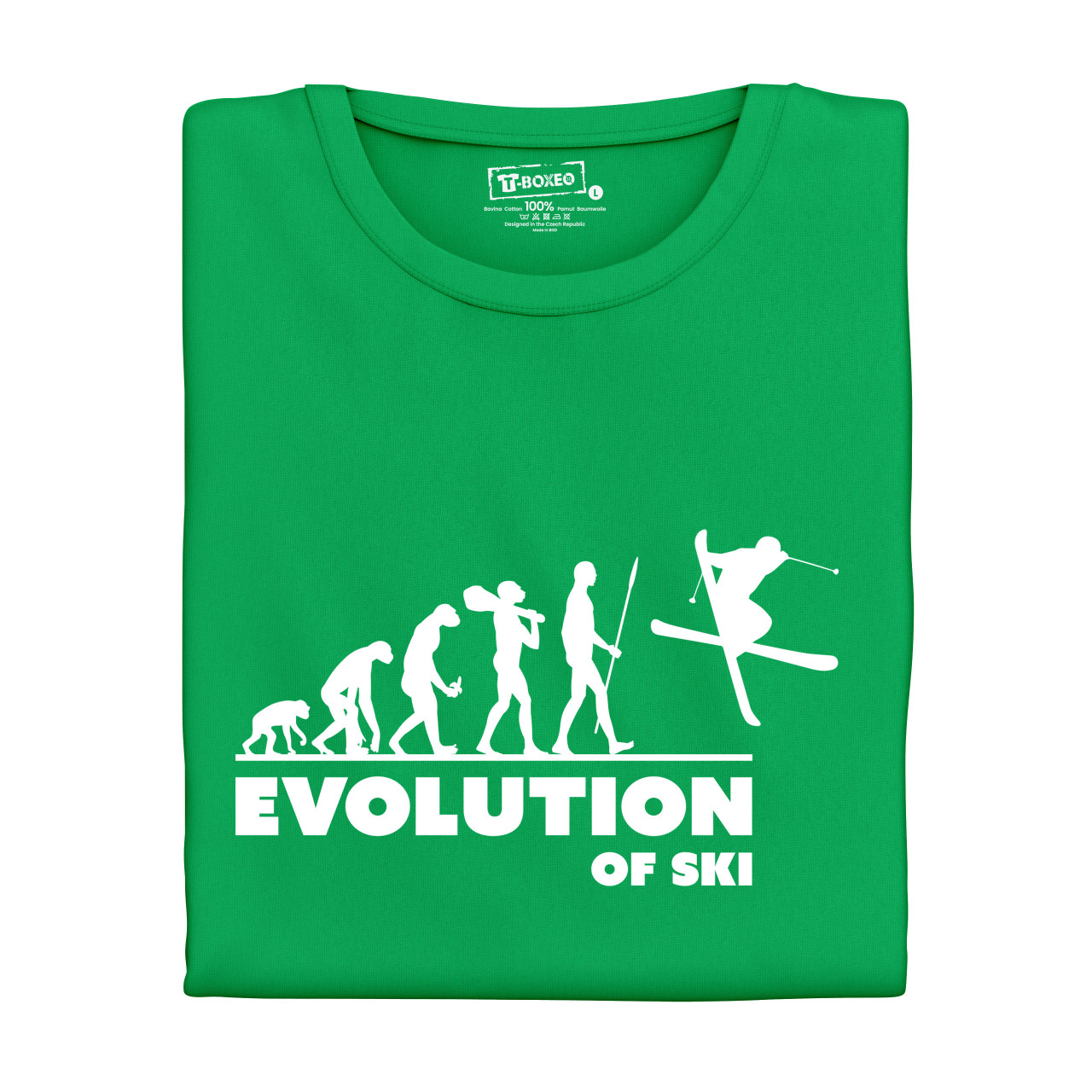 Dámské tričko s potiskem "Evoluce Lyžaře"