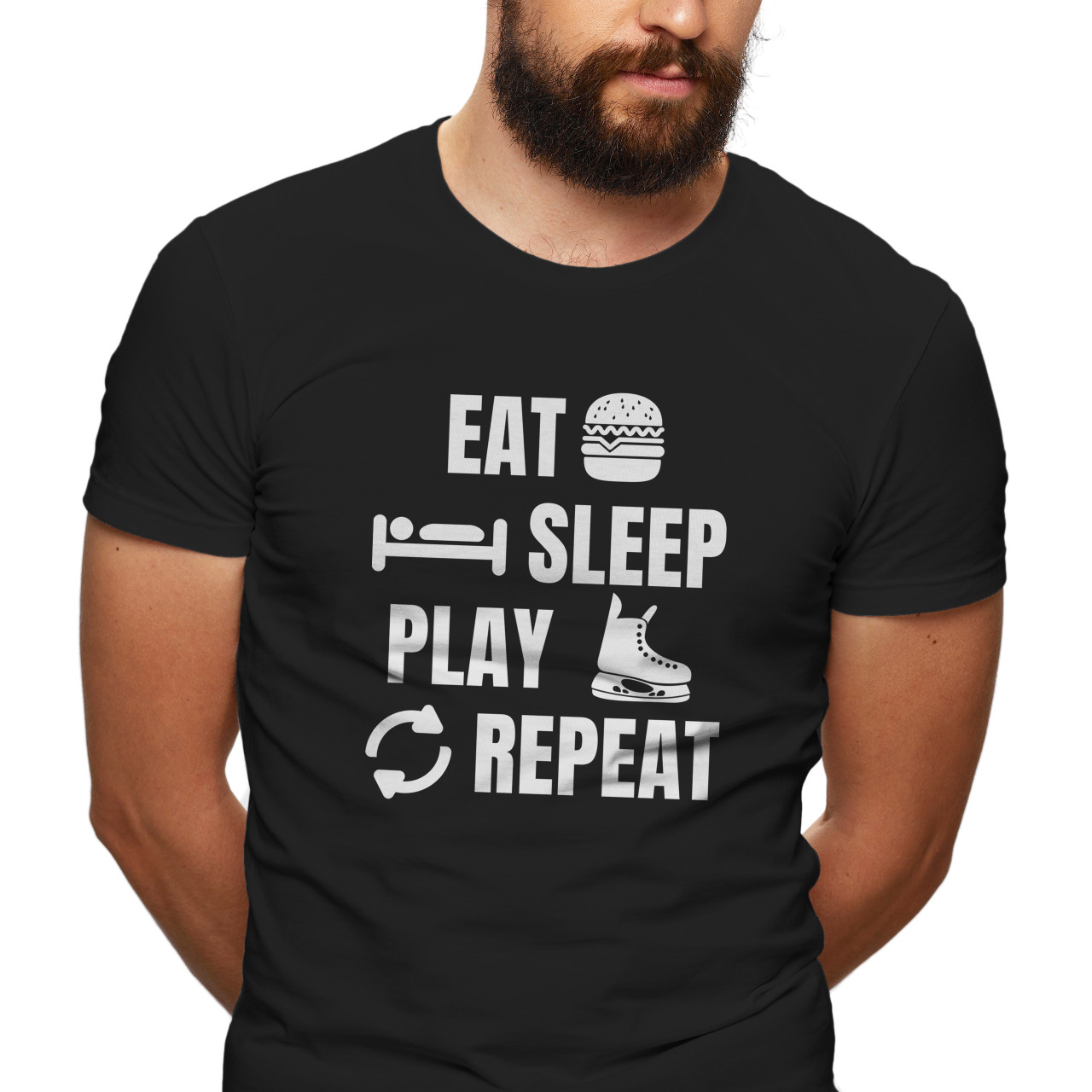 Pánské tričko s potiskem "Eat, sleep, play Hockey"