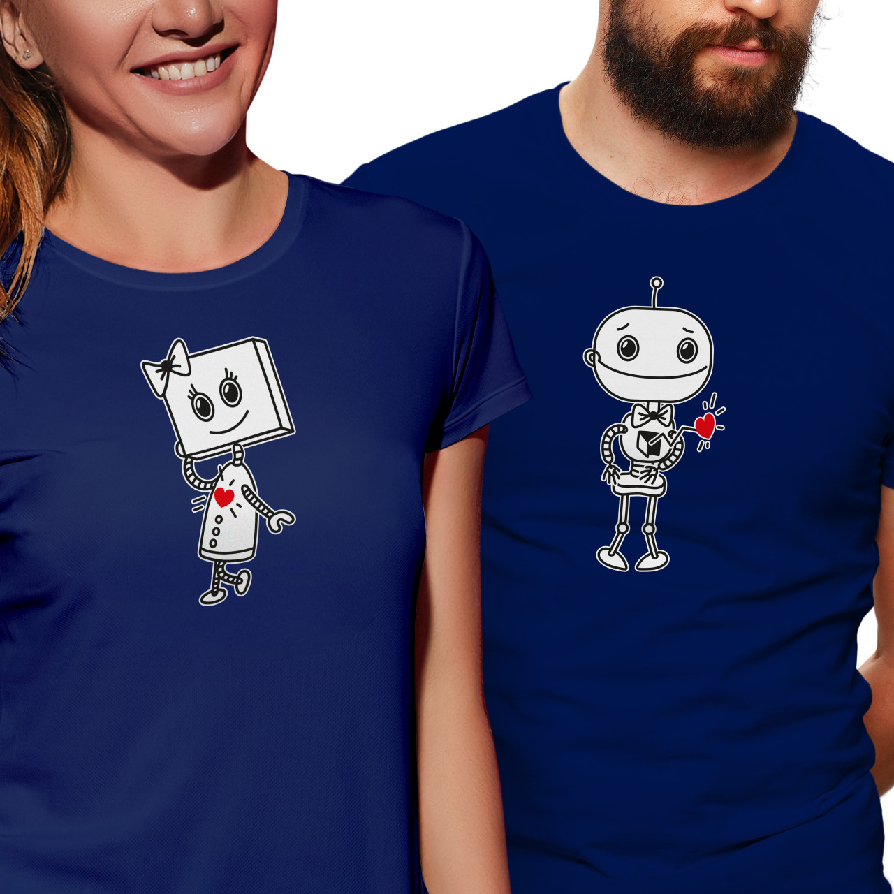 Dámské tričko s potiskem “Roztomilí roboti”