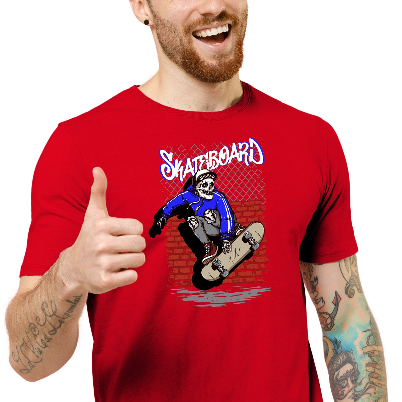 Pánské tričko s potiskem “Skateboard, skejtr kostra"