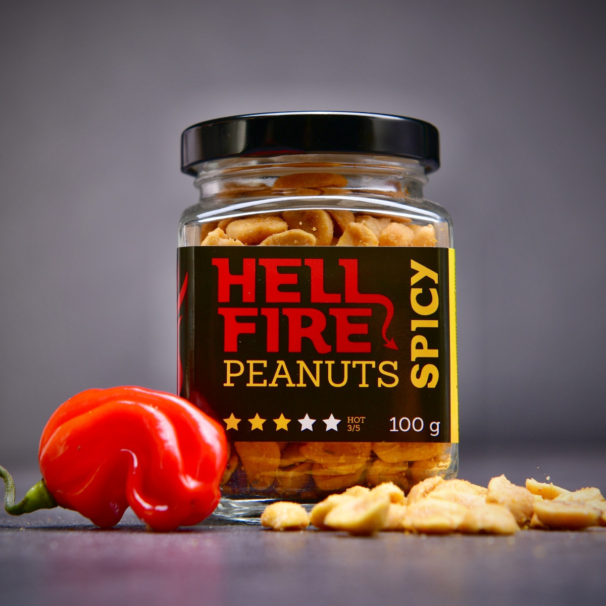Pekelně ostré arašídy s papričkou Habanero – kořeněné 100 g