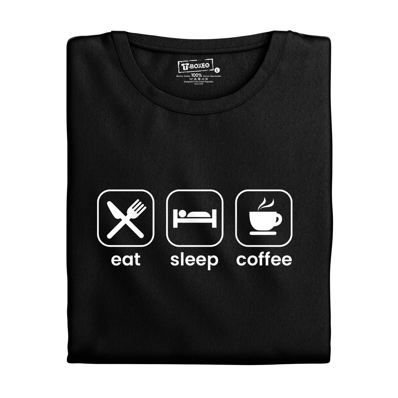 Dámské tričko s potiskem “Eat, Sleep, Coffee”