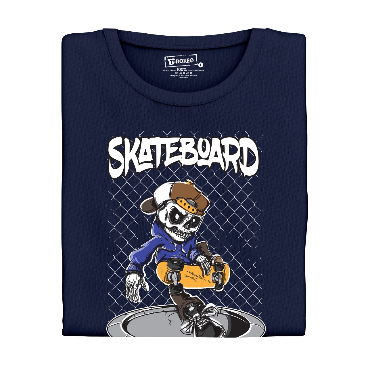 Pánské tričko s potiskem “Skateboard, skejtr kostra ollie s úchytem"