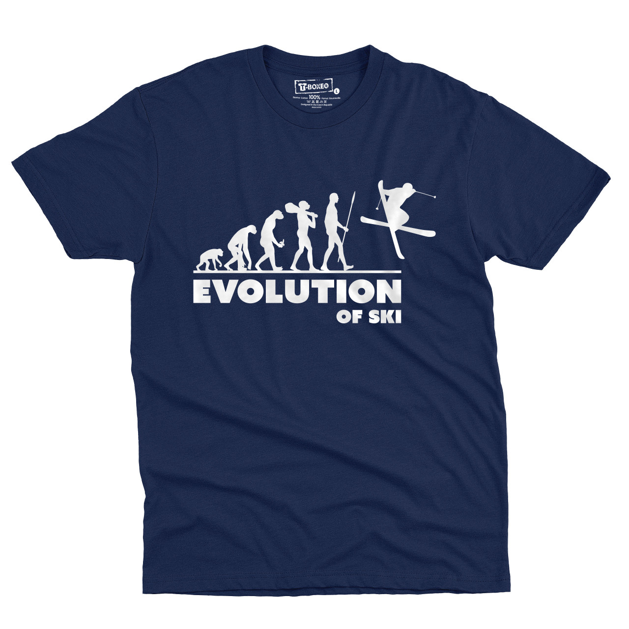 Pánské tričko s potiskem "Evoluce Lyžaře"