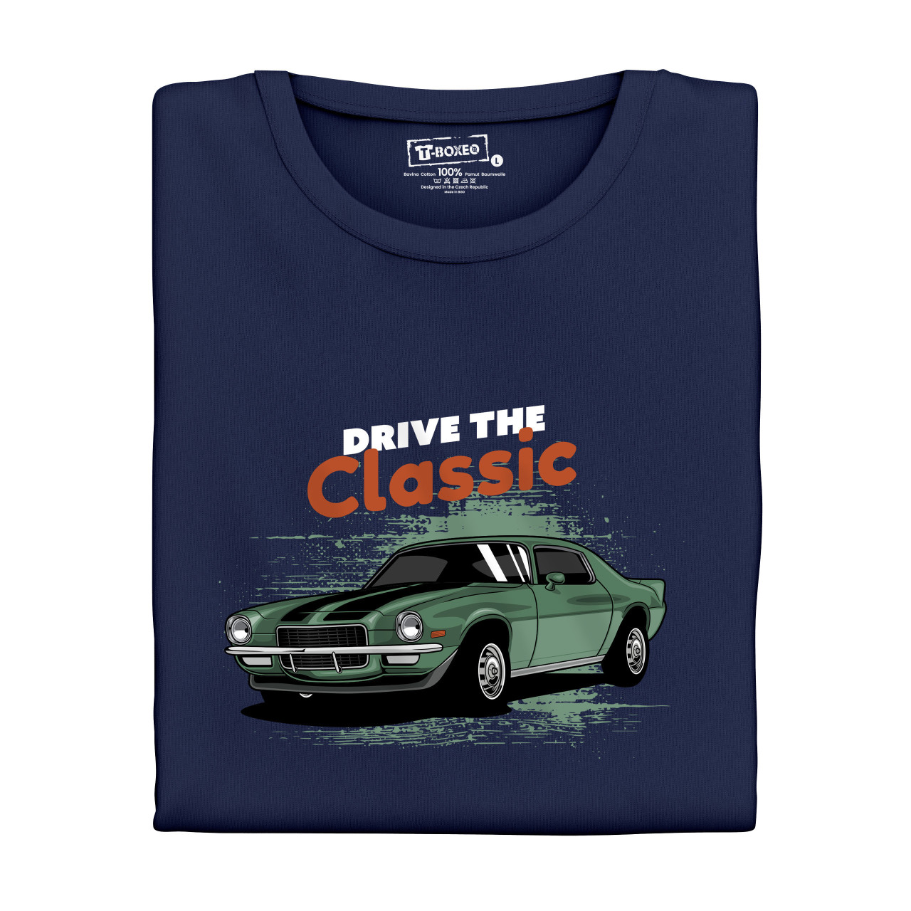 Pánské tričko s potiskem “Ride the Classic, zelený Mustang"