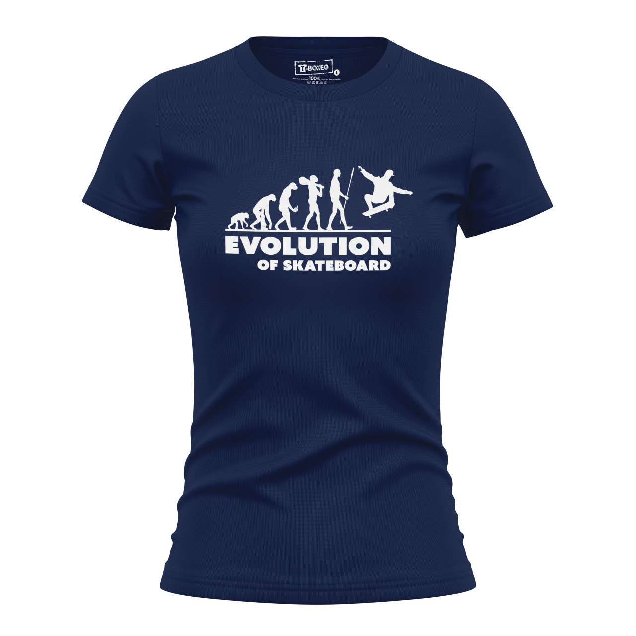 Dámské tričko s potiskem "Evoluce Skateboardistky"