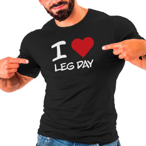 Herren-T-Shirt mit Aufdruck "I ♥️ Leg Day"