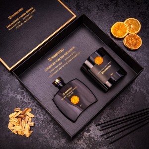 Exklusives Geschenkset aus Duftkerzen und Aroma-Diffusor mit intensivem Duft – Sandalwood & Sweet Orange