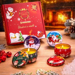 Weihnachtskollektion aus Duftkerzen im Weihnachtsdesign mit 4 Arten von Weihnachtsdüften 240 g