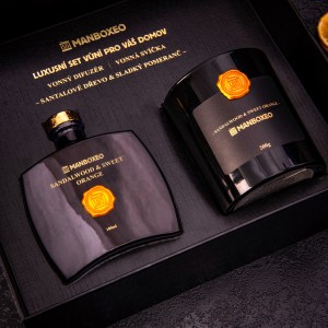 Exklusives Geschenkset aus Duftkerzen und Aroma-Diffusor mit intensivem Duft – Sandalwood & Sweet Orange